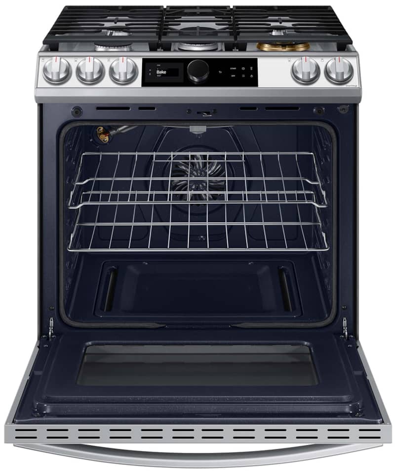 ADA 6 Cu. Ft. White Glass BESPOKE Smart Slide-In Gas Range With Smart Dial， Air Fry and Wi-Fi - Intensery