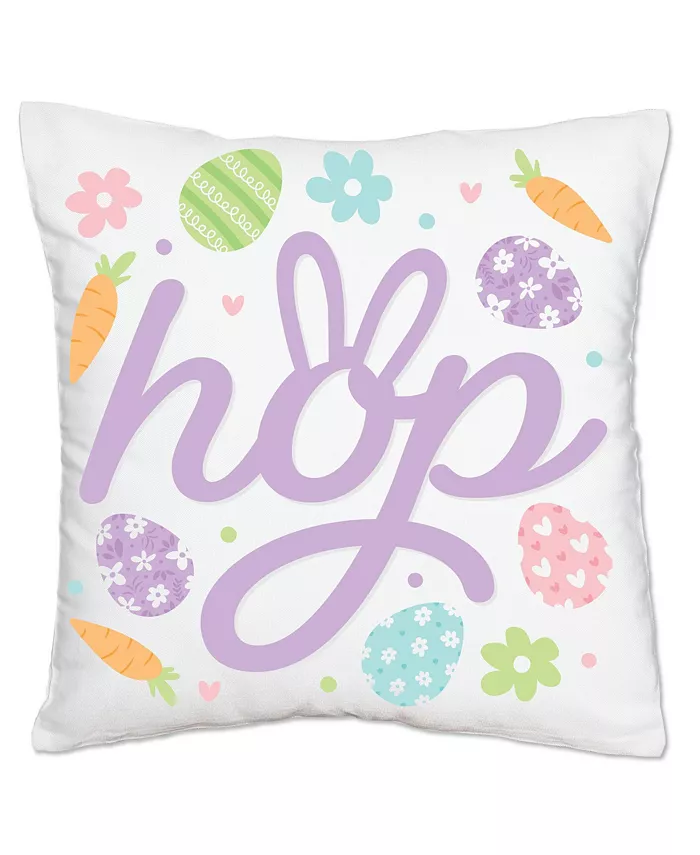 Big Dot of Happiness Spring Easter Bunny - Decorative Cushion Case - Throw Pillow Cover - 16 x 16 In - Intensery