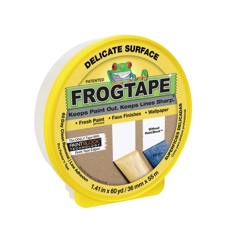 FrogTape 1.41 in. W X 60 yd L Yellow Low Strength Painter\u0027s Tape 1 pk - Intensery