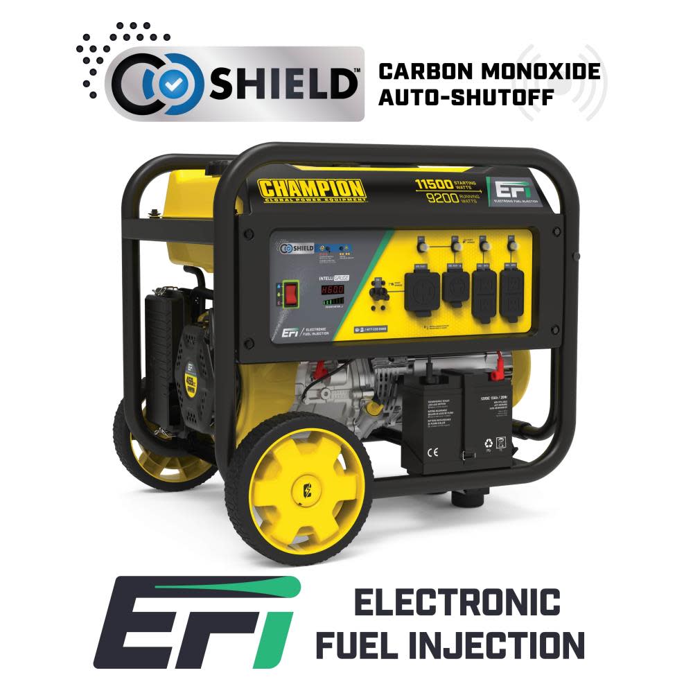 Champion Portable Generator with Electronic Fuel Injection Technology and CO Shield 9200Watt - Intensery