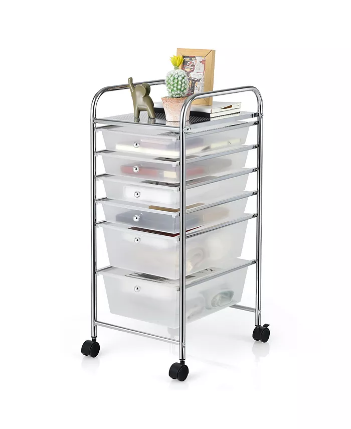 Costway 6 Drawer Rolling Storage Cart Scrapbook Paper Office Organizer - Intensery