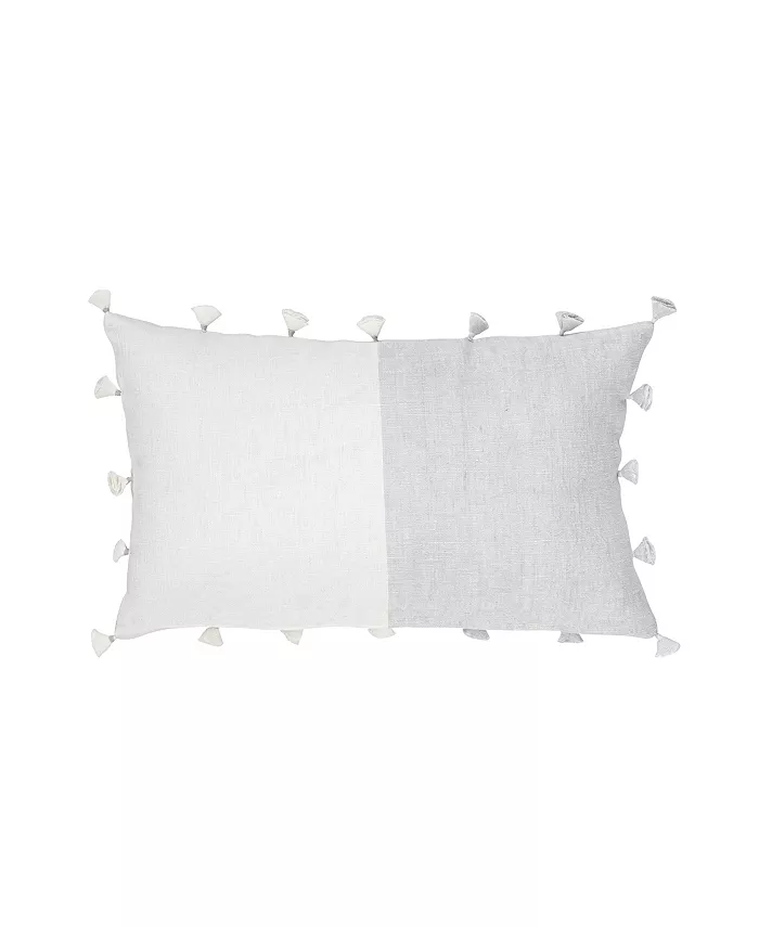 Anaya Home Light Grey Tassels Linen Down Lumbar Pillow - Intensery