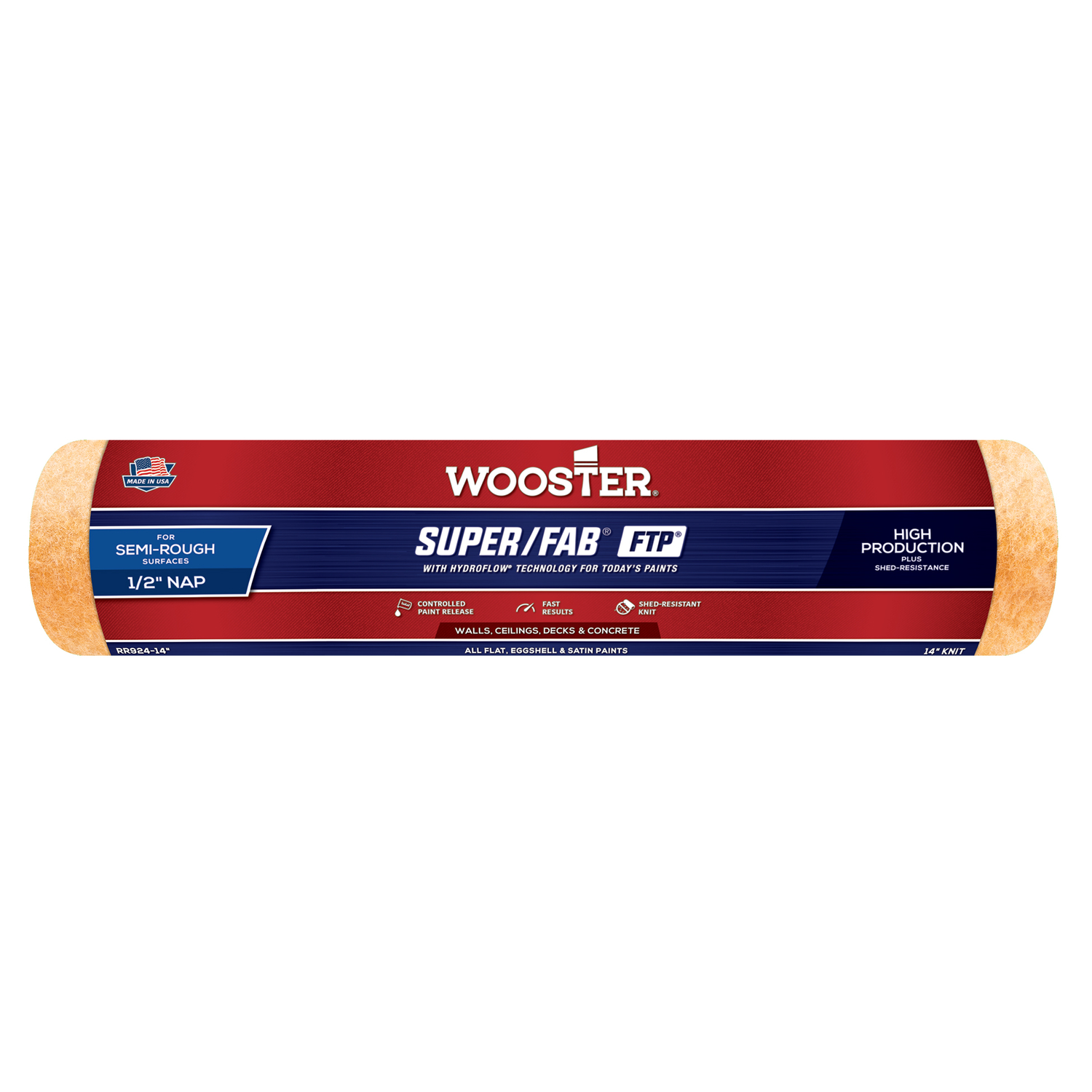 Wooster Super/Fab FTP Knit 14 in. W X 1/2 in. Paint Roller Cover 1 pk - Intensery