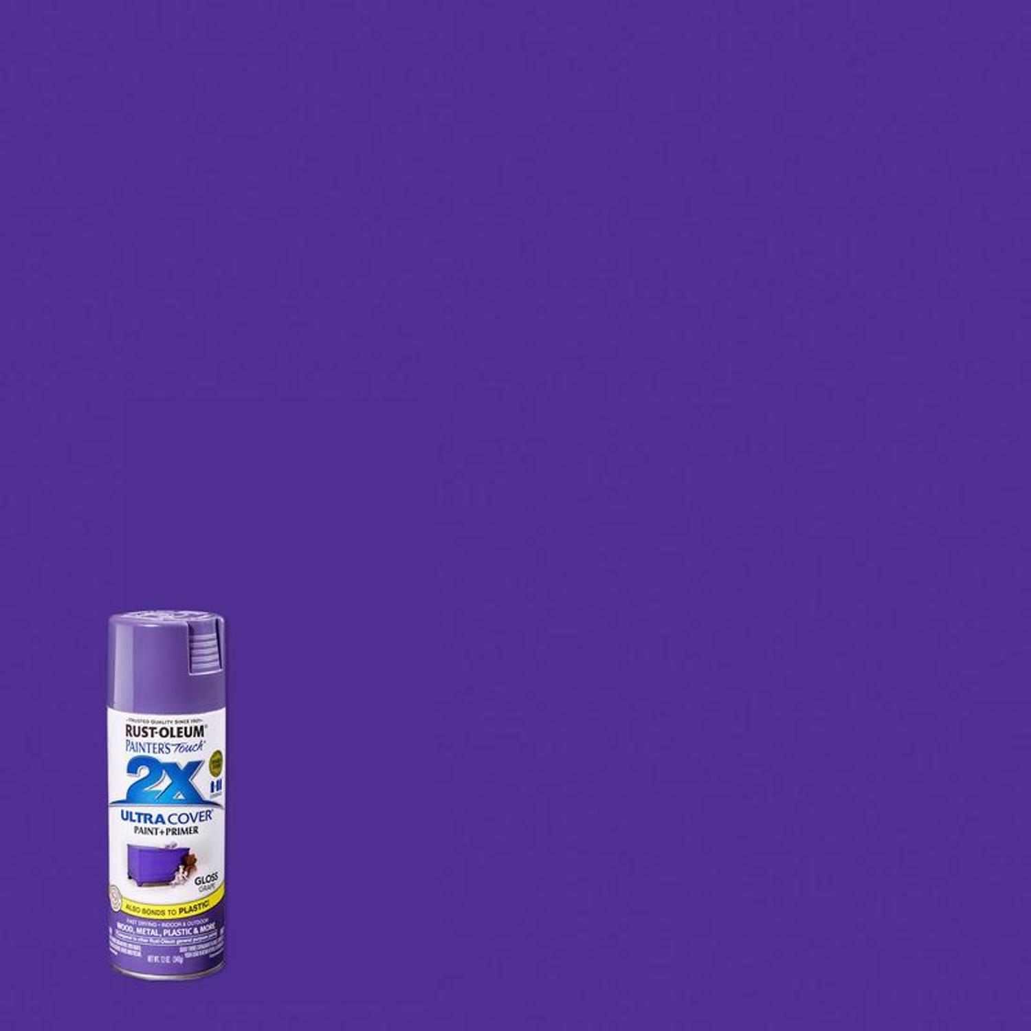 Rust-Oleum Painter\u0027s Touch 2X Ultra Cover Gloss Grape Paint+Primer Spray Paint 12 oz - Intensery