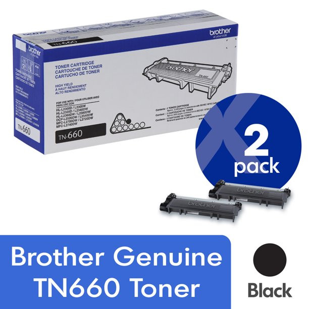 Brother Genuine High Yield Toner Cartridges， TN660， Replacement Black Toner Two Pack - Intensery