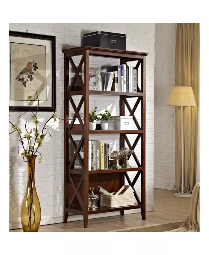 Simplie Fun 4 Tier Bookcases， 67'' Bookshelf with Sturdy Solid Frame， Shelves for Home and Office Organizer， Walnut - Intensery