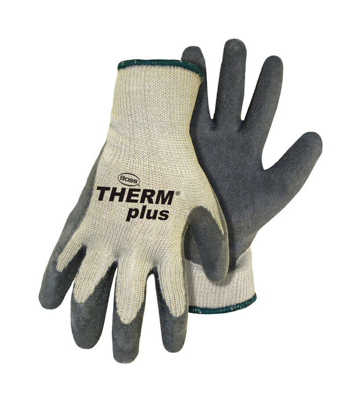 Boss Therm Plus Men\u0027s Indoor/Outdoor String Knit Work Gloves Gray/White M 1 pair - Intensery