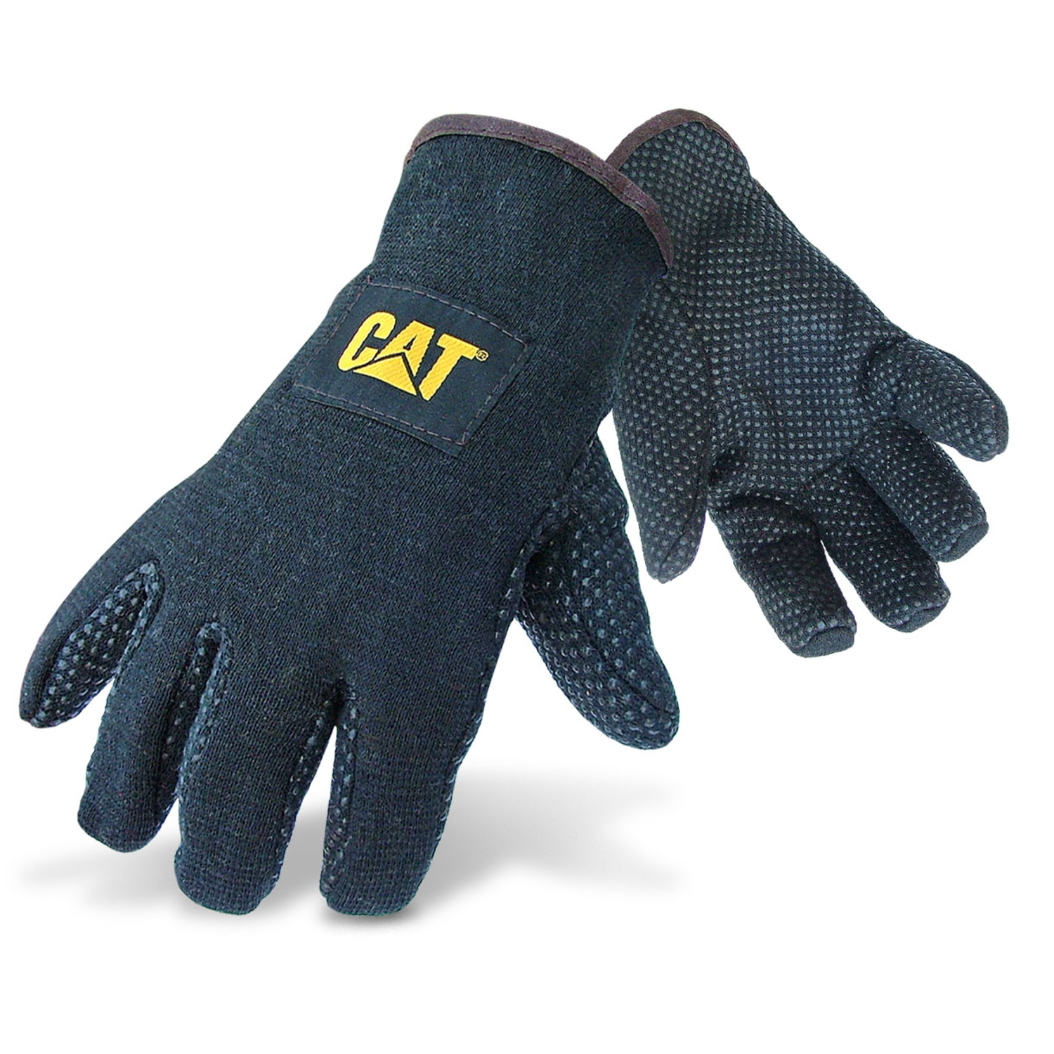 CAT Men\u0027s Indoor/Outdoor Dotted Jersey Work Gloves Black L 1 pair - Intensery