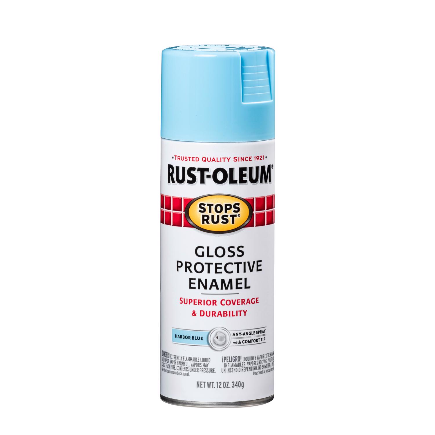 Rust-Oleum Stops Rust Gloss Harbor Blue Spray Paint 12 oz - Intensery