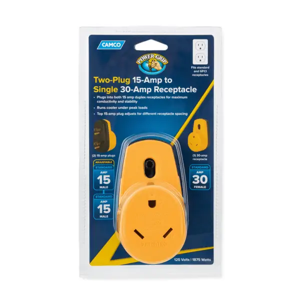 Camco 2-Plug 15-Amp to Single 30-Amp Receptacle - Intensery