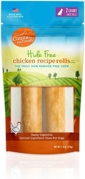 Canine Naturals Hide Free Chicken Recipe Large Dog Treats， 2 count - Intensery