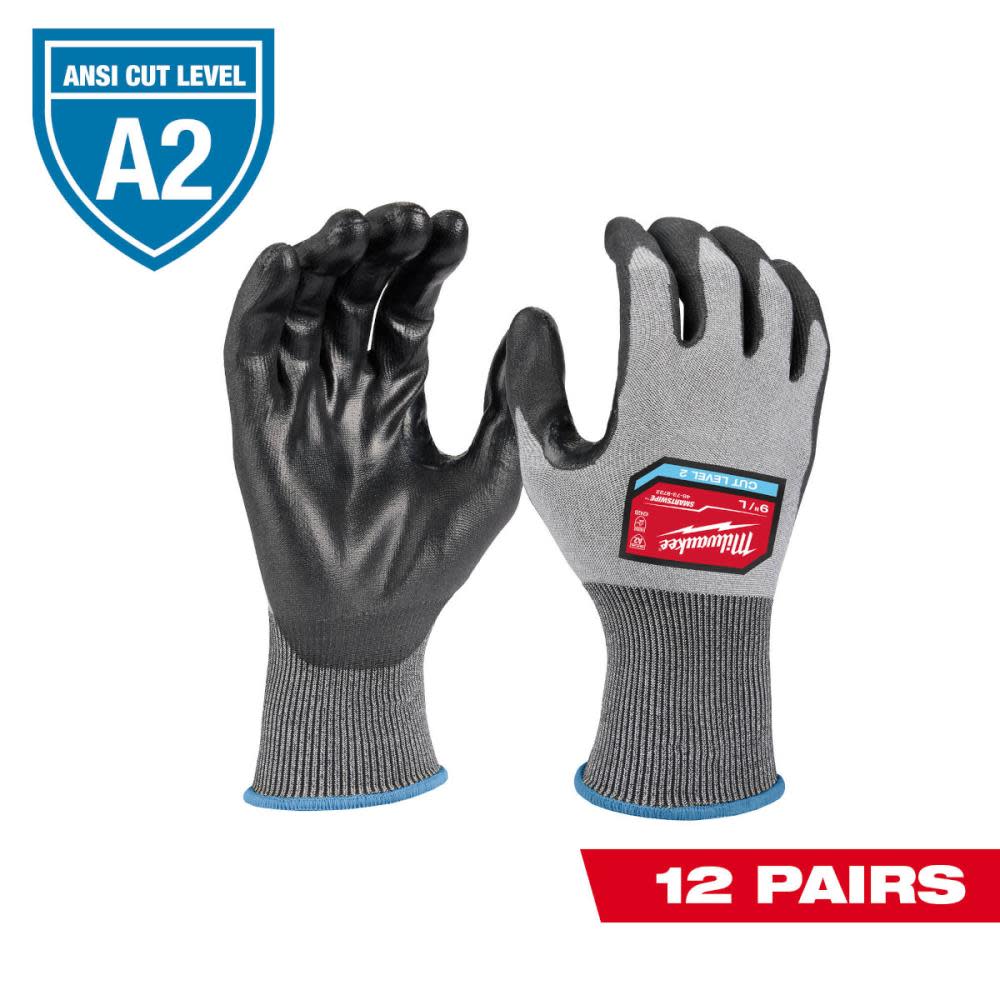 Milwaukee Gloves 12 Pairs Milwaukee Gloves Cut Level 2 High Dexterity Polyurethane Dipped  L - Intensery