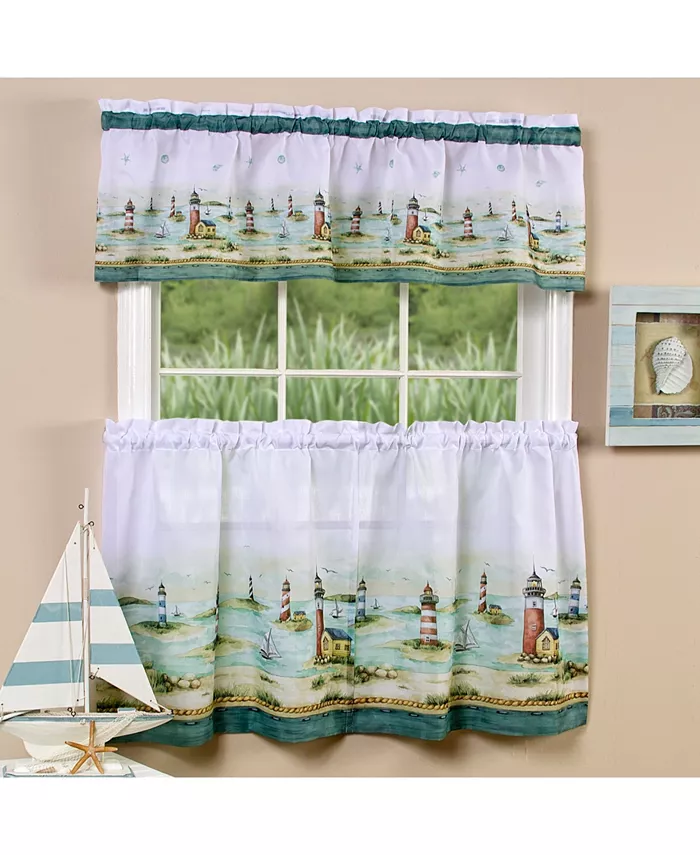 Achim Hamptons Tier and Valance Window Curtain Set， 58x24 - Intensery