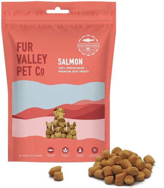 Fur Valley Salmon Bites Grain-Free Freeze-Dried Dog Treats， 2-oz bag - Intensery