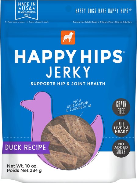 Happy Hips Jerky Duck Recipe Grain-Free Dog Treats - Intensery