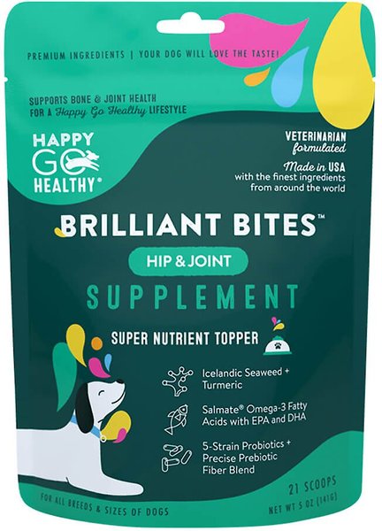 Happy Go Healthy Hip and Joint Mini Breed Dog Supplement， 21 Scoops - Intensery