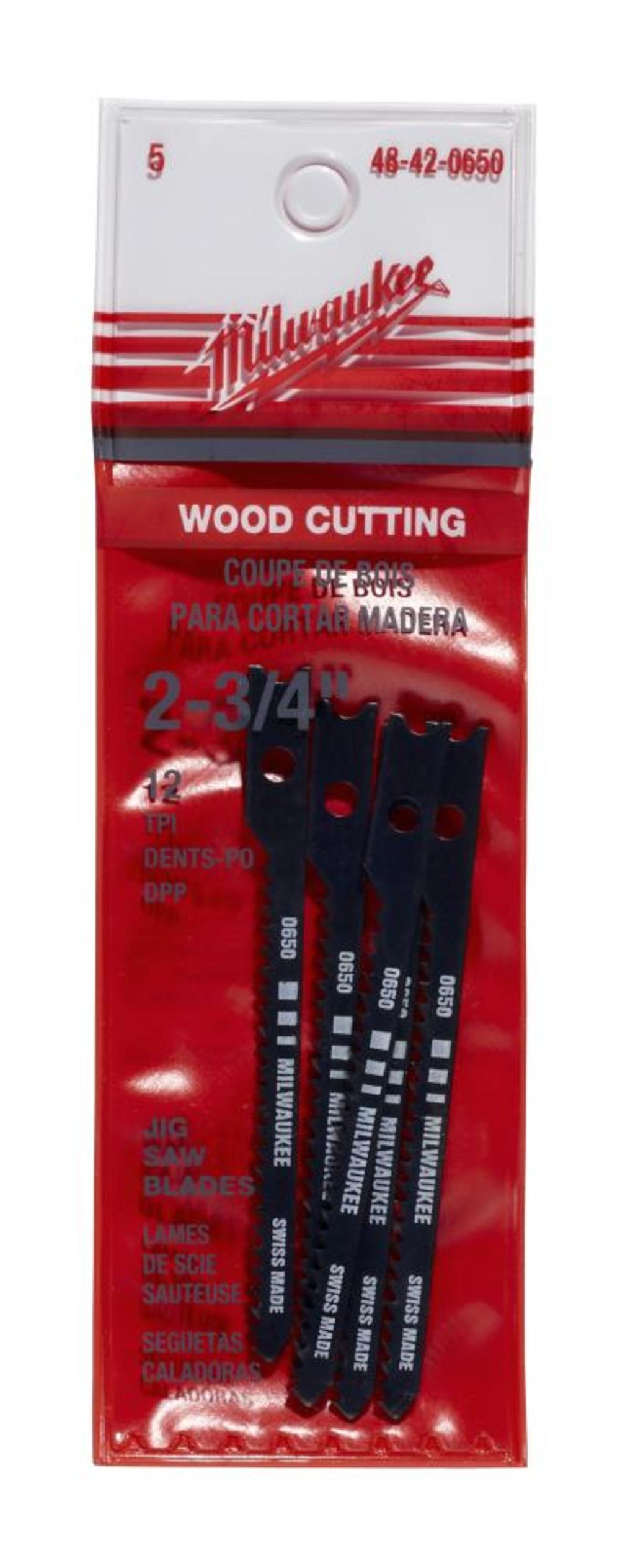 Milwaukee 2-3/4 in. 12 TPI High Carbon Steel Jig Saw Blade 5PK 48-42-0650 from Milwaukee - Intensery