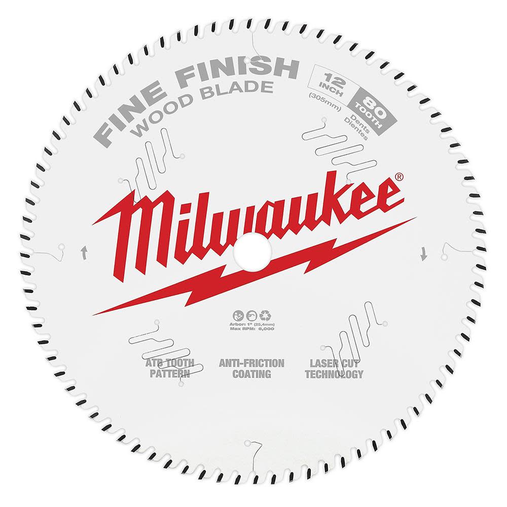 Milwaukee 12 in. 80T Fine Finish Circular Saw Blade 48-40-1224 from Milwaukee - Intensery
