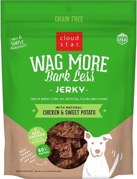 Cloud Star Wag More Bark Less Chicken and Sweet Potato Recipe Grain-Free Jerky Dog Treats - Intensery