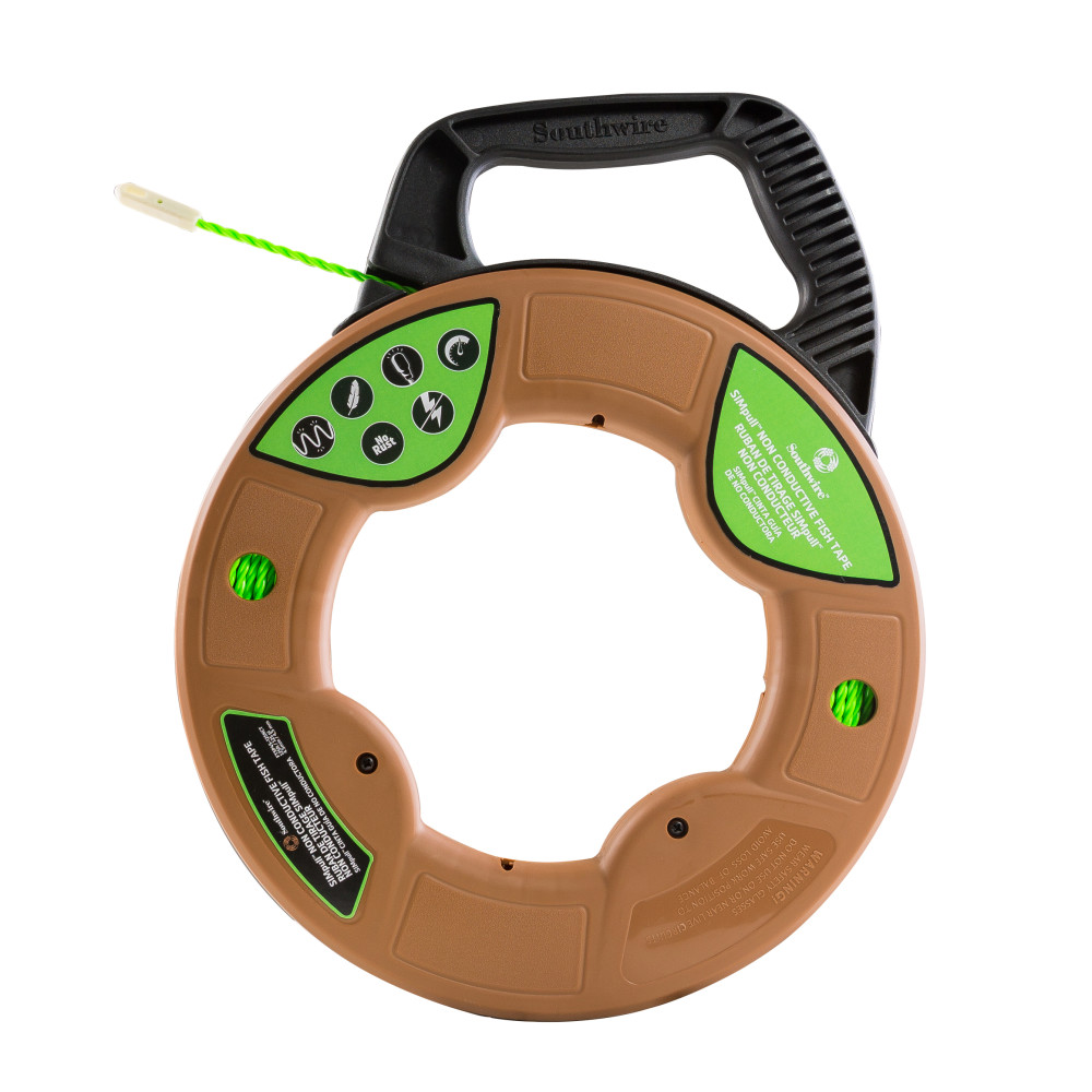 Southwire SIMPULL Fish Tape 4.5mm 125and#8242; Non Conductive Tip Large Case - Intensery