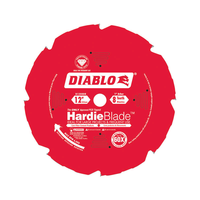 Diablo HardieBlade 12 in. D X 1 in. Polycrystalline Diamond Fiber Cement Blade 8 teeth - Intensery