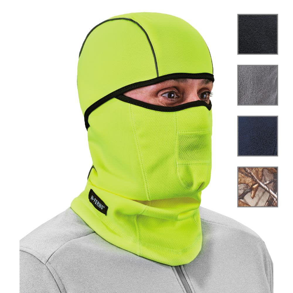 Ergodyne N Ferno 6823 Balaclava Face Mask Windproof Hinged Lime - Intensery
