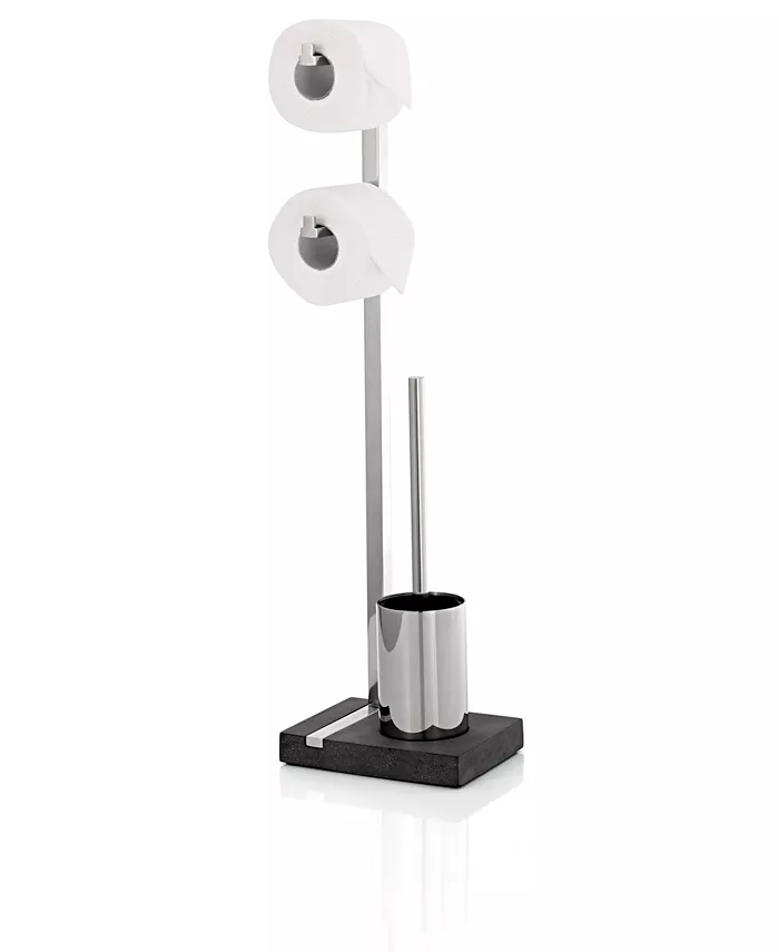 blomus Toilet Butler With Short Brush Holder - Holds 2 Rolls Polished - Intensery