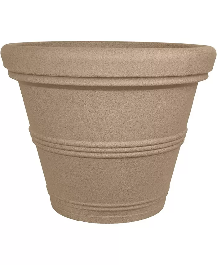 Tusco Products Rolled Rim Plastic Garden Pot， Sandstone， 13.5in - Intensery
