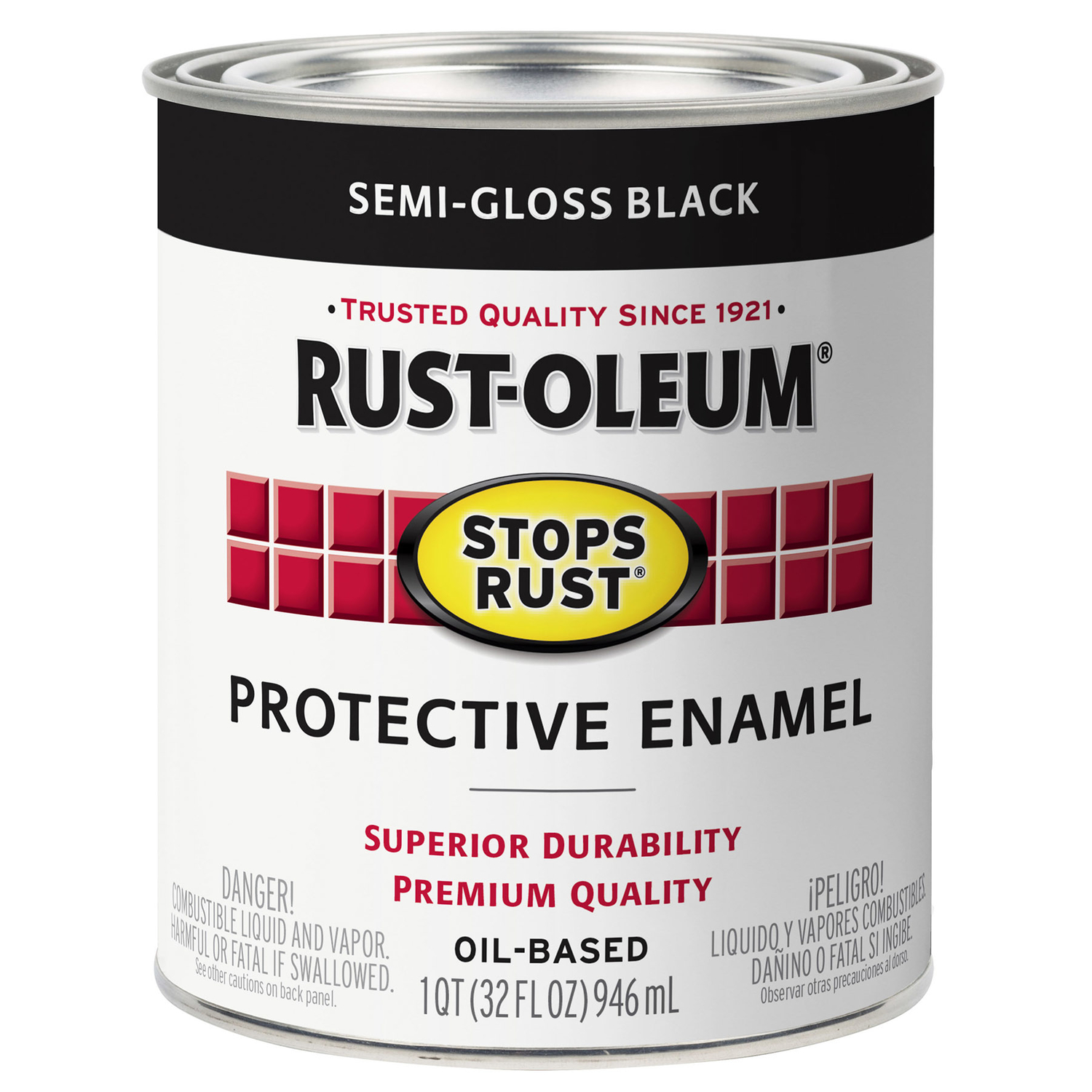 Rust-Oleum Stops Rust Indoor and Outdoor Semi-Gloss Black Rust Prevention Paint 1 qt - Intensery