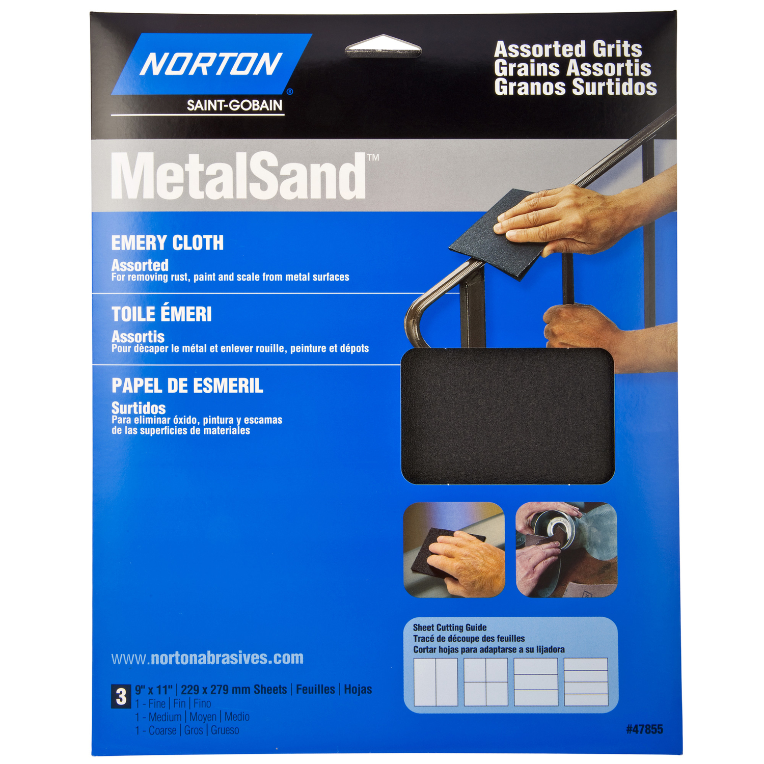 Norton MetalSand 11 in. L X 9 in. W Assorted Grit Emery Emery Cloth 3 pk - Intensery