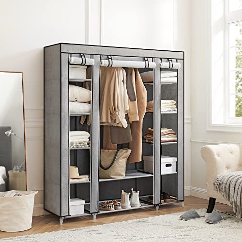 SONGMICS Closet Wardrobe with Non-Woven Fabric CoverGray/59 x 17.7 x 68.9 inches - Intensery