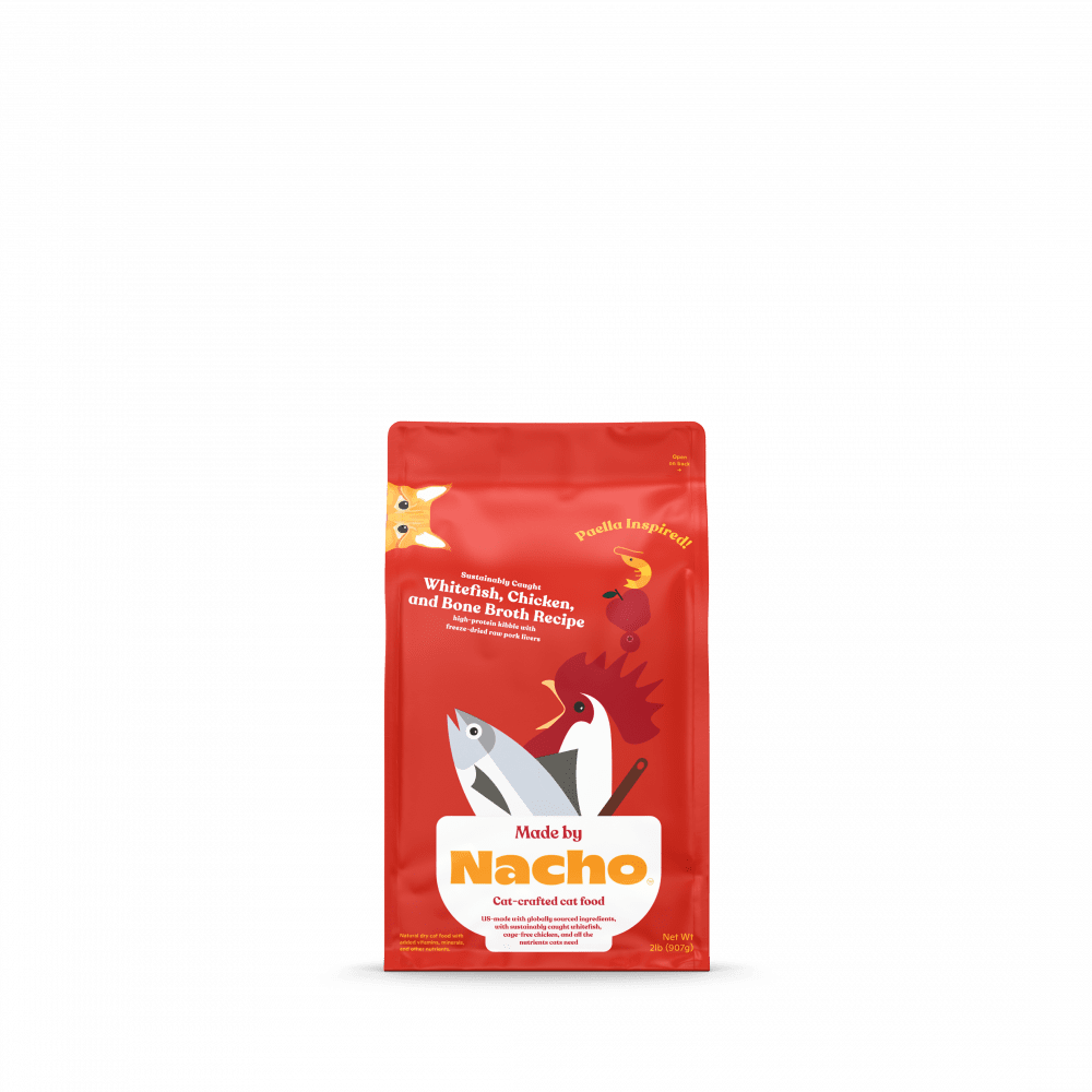 Made By Nacho Paella-Inspired Sustainably Caught Whitefish， Chicken， and Bone Broth Recipe With Freeze-Dried Raw Pork Livers - 2 lb Bag - Intensery