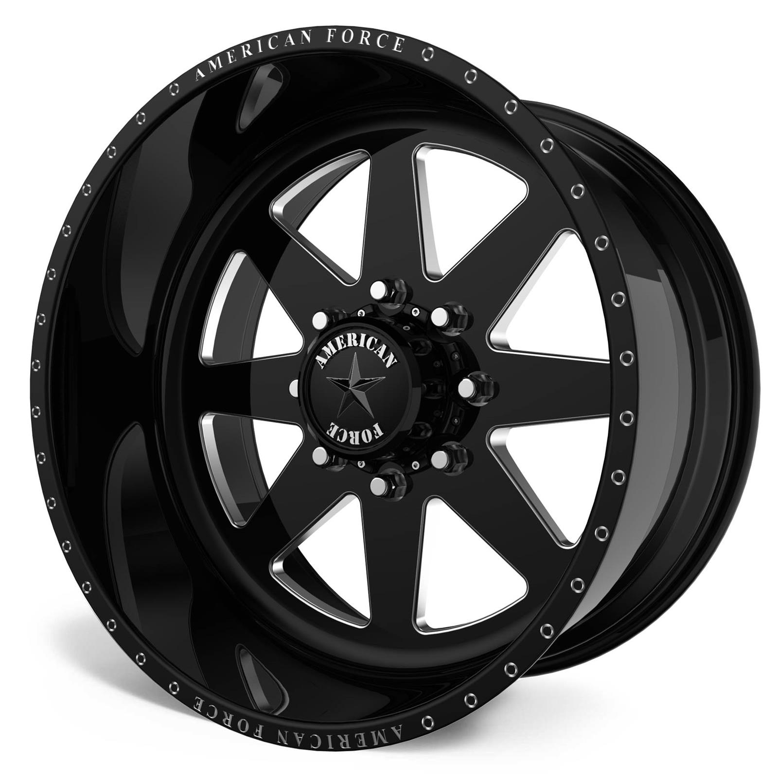 American Force Wheels AFTC11F25-2-20 American Force Independence SS8 Series Gloss Black Wheels with Machined Windows - Intensery