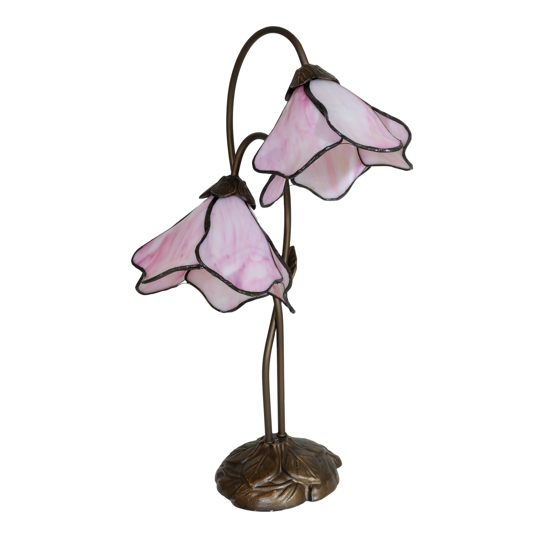 Poelking 2-Light Pink Lily Tiffany Table Lamp - Intensery