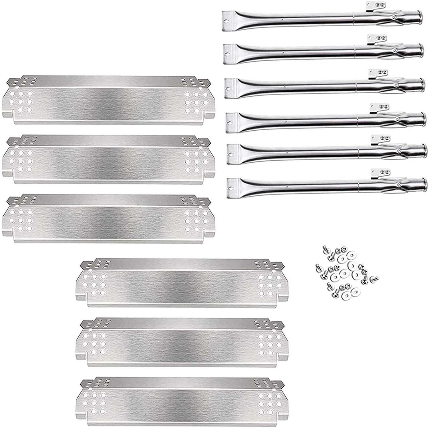 Replacement Parts Kit for Nexgrill 6 Burner 720-0898, 720-0898A, 730-0898, 730-0898A Grills, Stainless Steel Burners and Heat Plates - Intensery