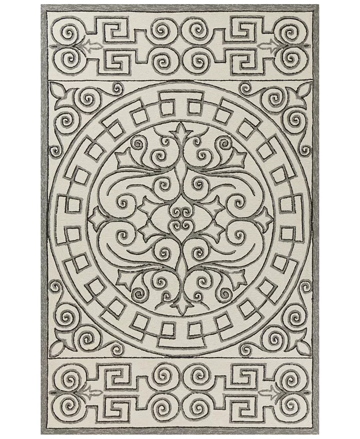 Kas Harbor Irongate 4246 Ivory Grey Indoor Outdoor Area Rug - Intensery