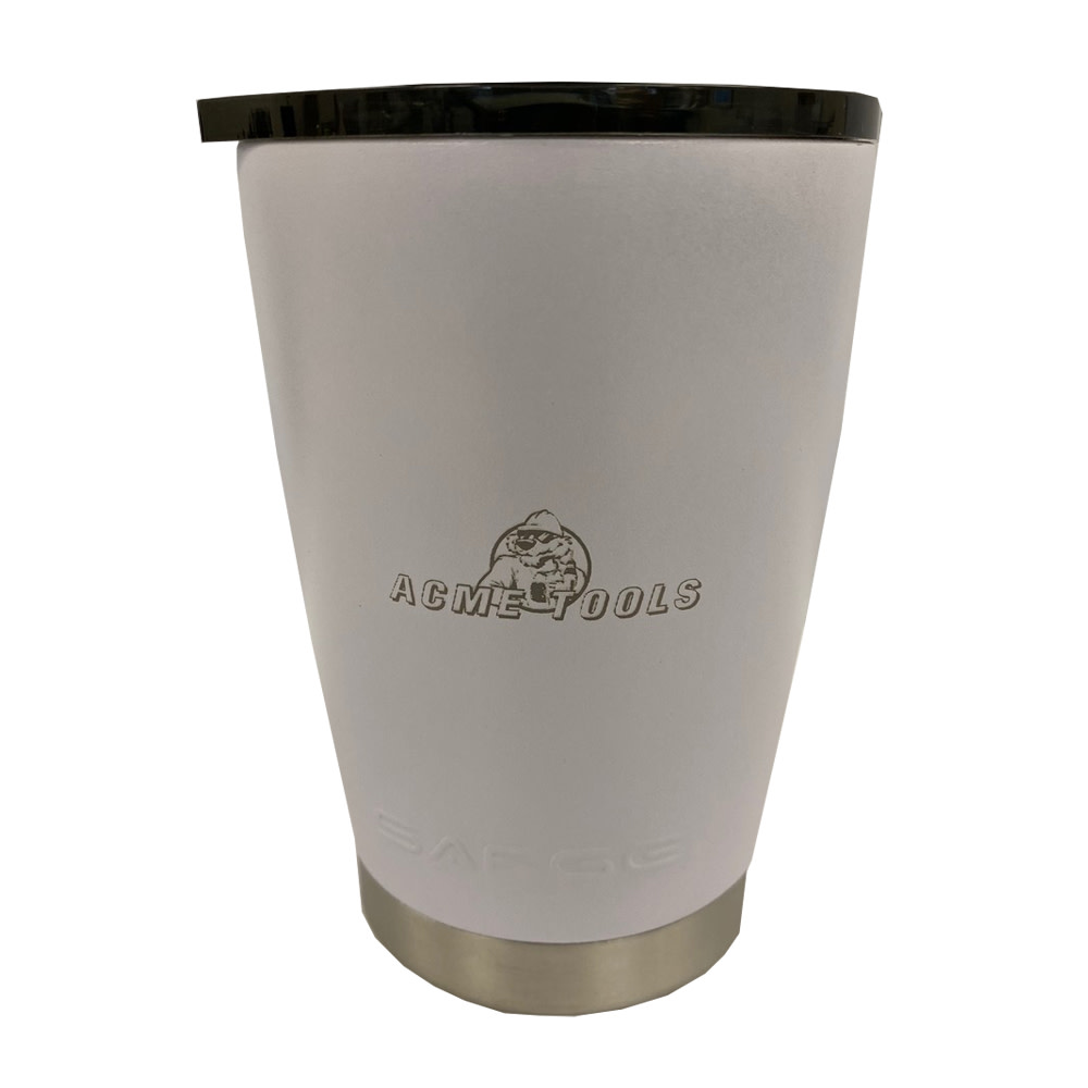 12 oz Lowball Stainless Steel tumbler with Acme Tools Logo – White - Intensery