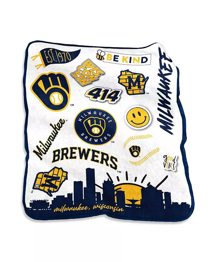 Logo Brands Milwaukee Brewers 50'' x 60'' Native Raschel Plush Throw Blanket - Intensery