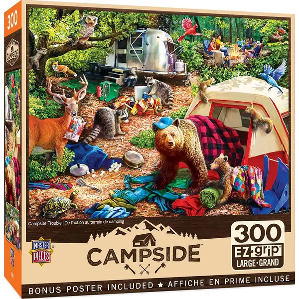 Masterpiece Puzzle 300-Piece Campside Campsite Trouble EzGrip Puzzle - Intensery