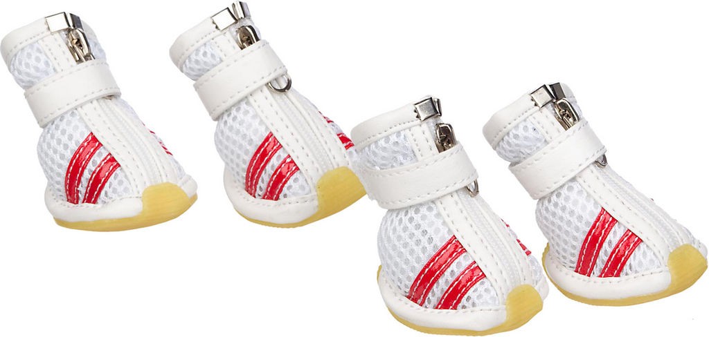 Pet Life Flexible Air-Mesh Lightweight Pet Shoes Sneakers in White and Red (X-Small) - Pet Life F14WRXS - Intensery