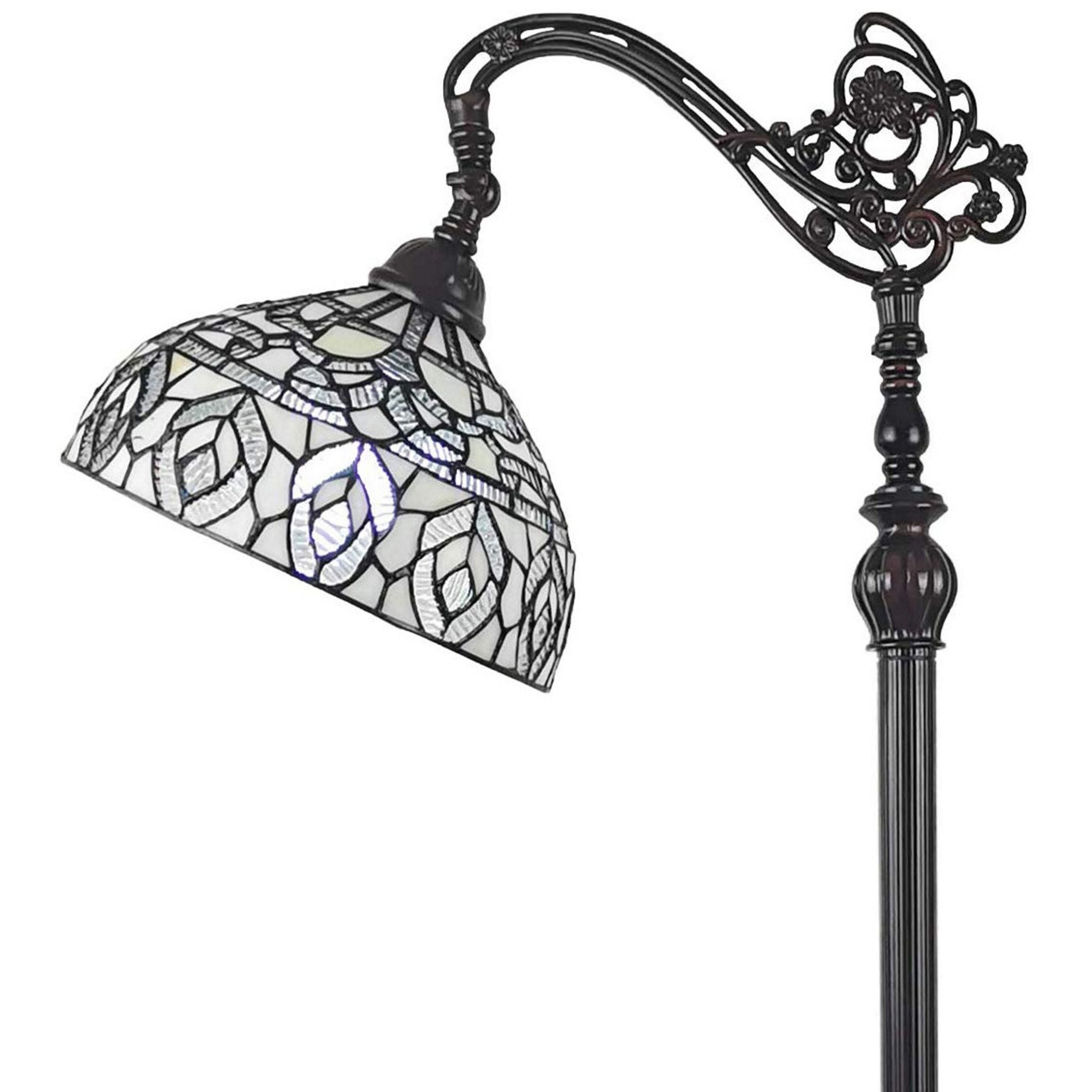 Tiffany Style Peacock Design Floor Reading Lamp Amora Lighting - Intensery