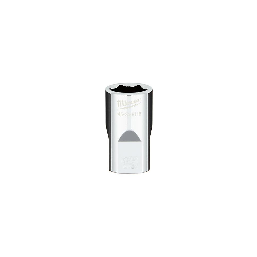 Milwaukee 1/2 in. Drive 15MM Metric 6-Point Socket with FOUR FLAT Sides 45-34-9116 from Milwaukee - Intensery