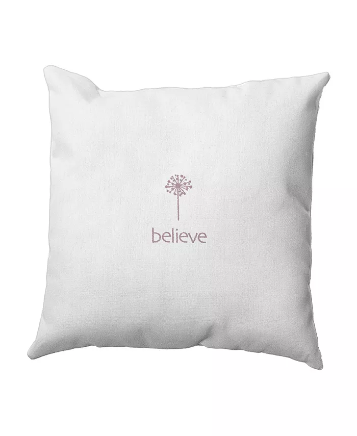 E by Design Make a Wish 16 Inch Light Purple Decorative Word Print Throw Pillow - Intensery