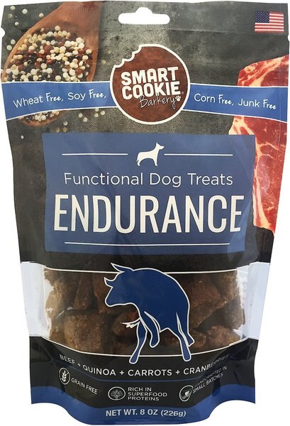 Smart Cookie Barkery Endurance Beef Grain-Free Dog Treats， 8-oz bag - Intensery