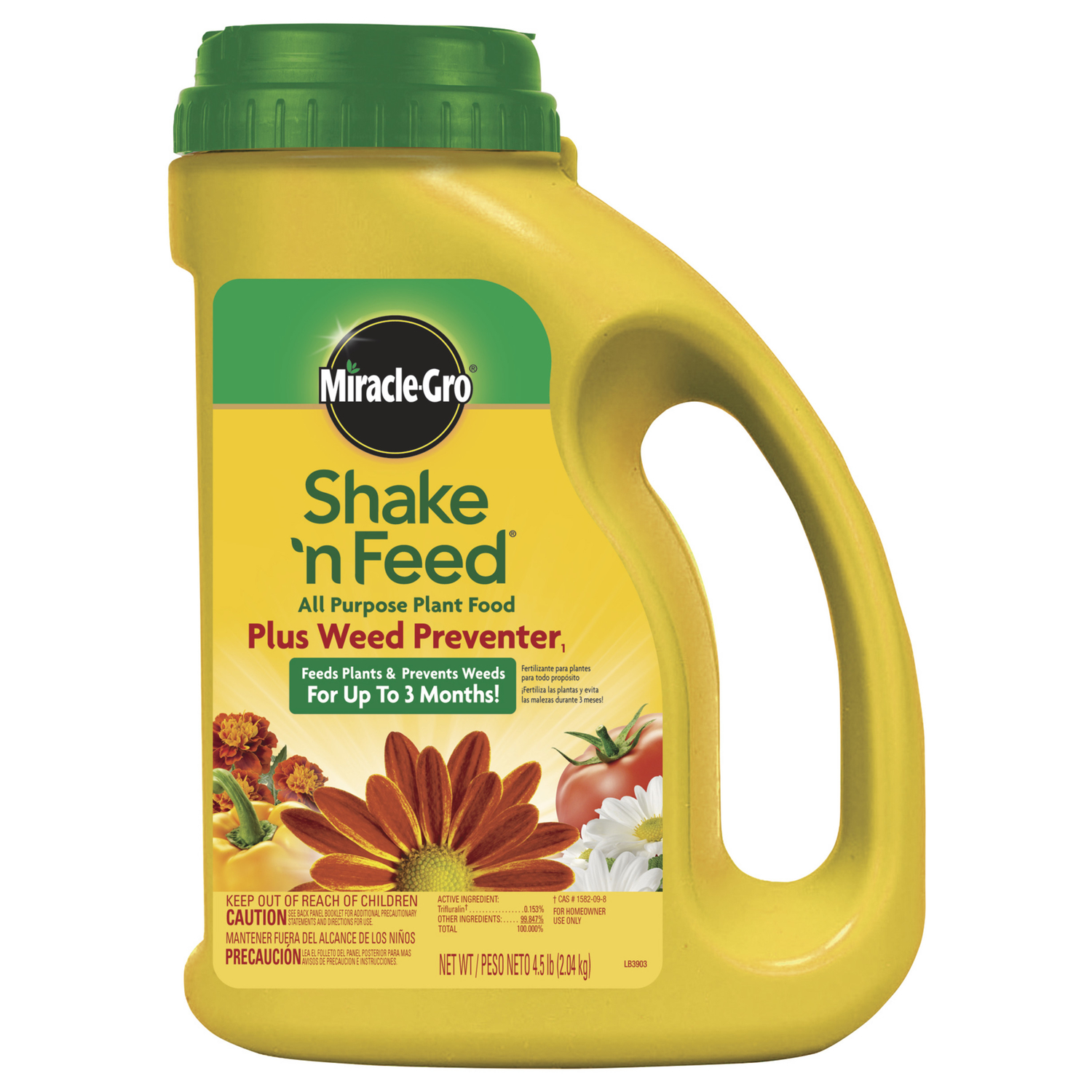 Miracle-Gro Shake \u0027N Feed Granules Weed Preventer plus Plant Food 4.5 lb - Intensery