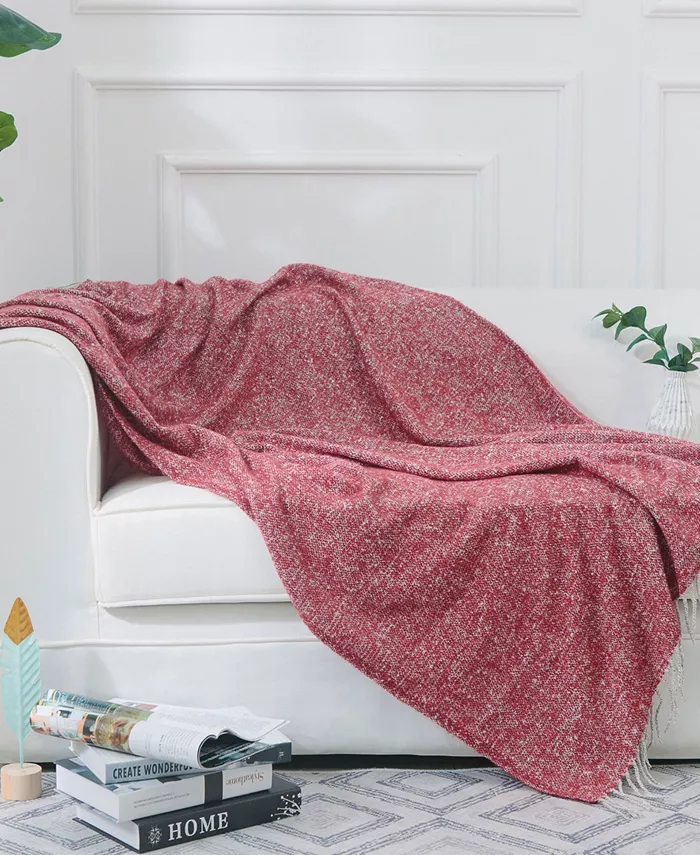 Cheer Collection Ultra Soft Knit Throw Blanket with Decorative Fringes - Intensery
