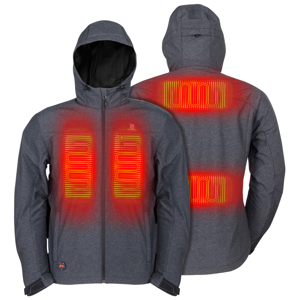 Adventure Heated Jacket  Menand#8217;s 7.4 Volt Heather Gray Medium - Intensery