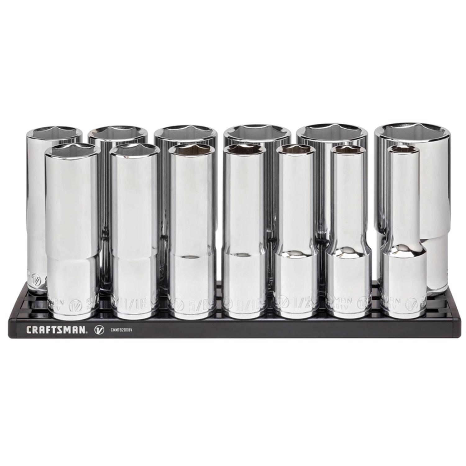 Craftsman V-Series 1/2 in. drive SAE 6 Point Deep Socket Set 13 pc - Intensery