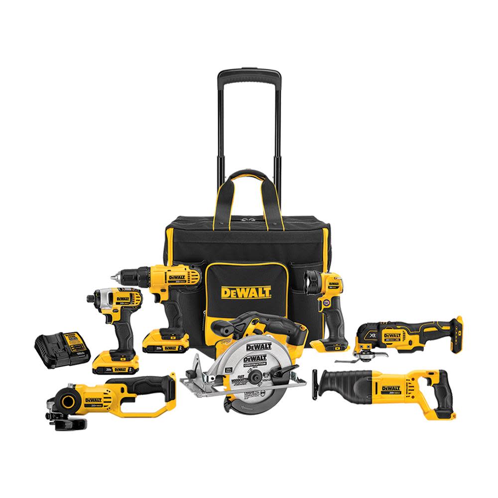 20V MAX Cordless 7-Tool Combo Kit With Large Rolling Contractor Bag - Intensery