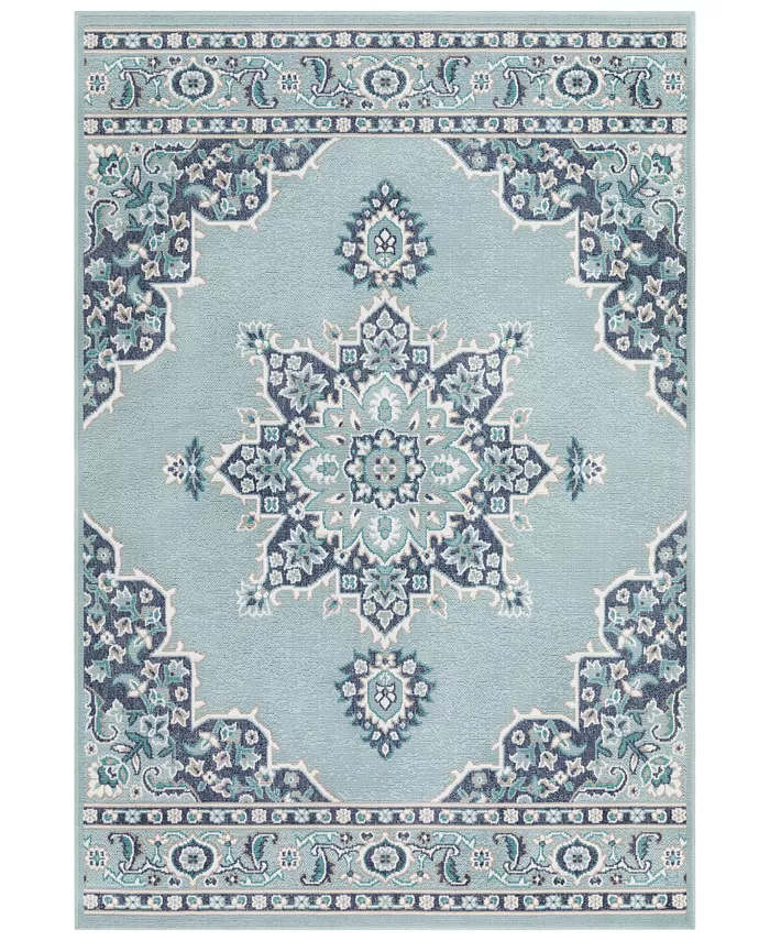 Surya Alfresco ALF-9687 Aqua 6' x 9' Area Rug， Indoor Outdoor - Intensery